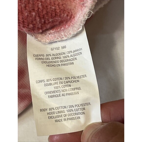 State of Maine Women’s Tie Dye Hoodie Size Small Pink/White Pullover Sweatshirt - Picture 7 of 9